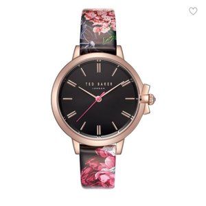 Ted Baker Ruth Black Floral Leather Strap Watch